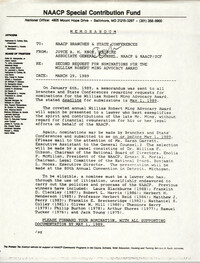 Memorandum, Joyce A.H. Knox, March 29, 1989