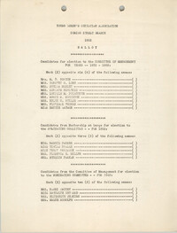 Coming Street Y.W.C.A. Ballot, 1952