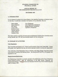 Annual Report, Standing Committee on Political Action, Charleston Branch of the NAACP, December 1991