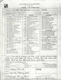 South Carolina Separation Notice Form, November 20, 1990