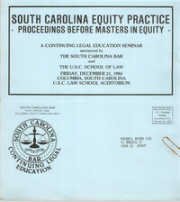 South Carolina Equity Practice, Continuing Education Seminar Pamphlet, December 21, 1984, Russell Brown