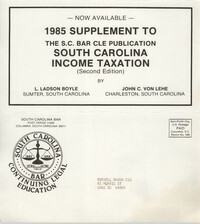 1985 Supplement to the S.C. Bar CLE Publication , South Carolina Income Taxation, Russell Brown