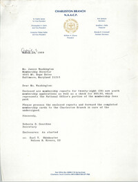 Letter from Deboria D. Gourdine to Janice Washington, NAACP, April 1, 1989