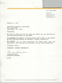 Letter from Linda Bakalian to Gentlemen, August 21, 1990