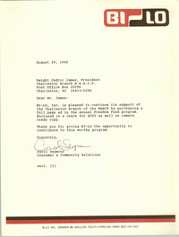 Letter from Carol Seymour to Dwight C. James, August 29, 1990