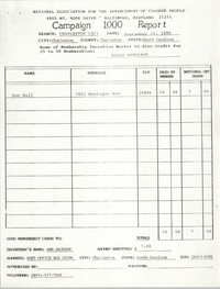 Campaign 1000 Report, Louis Anderson, Charleston Branch of the NAACP, September 26, 1988
