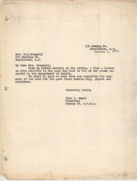 Letter from Ella L. Smyrl to E. G. Pregnall, October 5, 1928