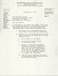 Letter  from Paula E. Bonds to William A. Glover, September 21, 1988