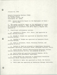 Annual Narrative Report on the Employment of Women, Veterans Administration, January 15, 1986