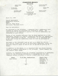 Letter from Brenda H. Cromwell to Janice Washington, March 30, 1988