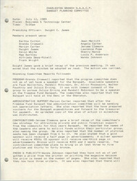 Minutes, Banquet Planning Committee, Charleston Branch of the NAACP, Sheryl Wilborn, July 12, 1989