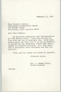 Letter from Anna D. Kelly to William F. Kelly, February 17, 1966