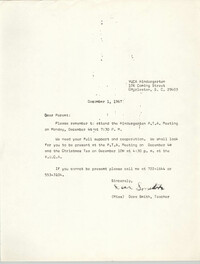 Letter from Dora Smith to Parents, December 1, 1967
