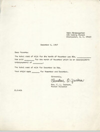 Letter from Christine O. Jackson to Parents, December 6, 1967