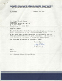Letter from W. Don Welch to Dwight Cedric James, August 22, 1991