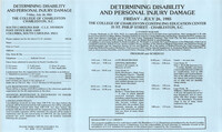 Determining Disability and Personal Injury Damage, Continuing Judicial Education Seminar, July 26, 1985