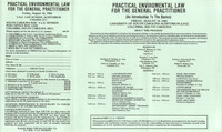 Practical Environmental Law for the General Practitioner, Video/CLE Seminar Pamphlet, August 16, 1985