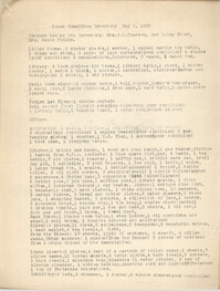 House Committee Inventory for the Coming Street Y.W.C.A., May 2, 1938