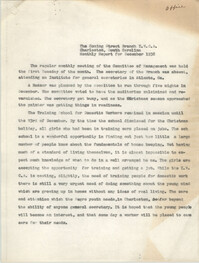 Monthly Report for the Coming Street Y.W.C.A., December 1938