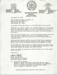 Letter from Frank Frazier, Jr. to Joseph P. Riley, Jr., September 13, 1991