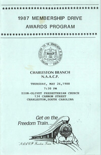 1987 Membership Drive Awards Program, Brochure, Charleston Branch of the NAACP, May 26, 1988