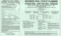 Advanced Real Estate Planning Syndications-Joint Ventures-Financing, Continuing Legal Education Seminar Pamphlet, September 20-21, 1985