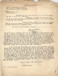 Letter from Coming Street Y.W.C.A., April 2, 1924