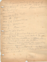 Minutes to the Board of Management, Coming Street Y.W.C.A., October 1, 1924