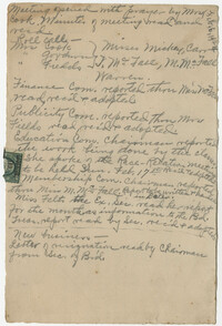 Minutes, Coming Street Y.W.C.A., February 6, 1924