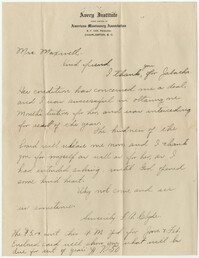 Letter from F. A. Clyde to 
