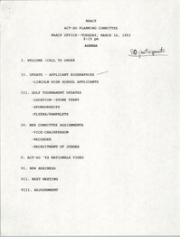 Agenda, ACT-SO Planning Committee, NAACP, March 16, 1993