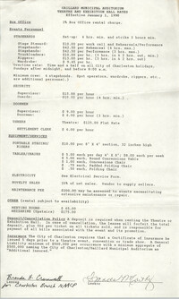 Theatre and Exhibition Hall Rates, Gaillard Municipal Auditorium, effective January 1, 1990