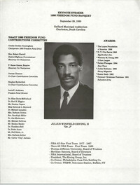 Keynote Speaker Flyer, Julius Winfield Erving, II, 1990 Freedom Fund Banquet, Charleston Branch of the NAACP