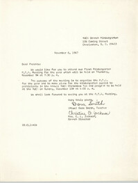 Letter from Dora Smith and Christine O. Jackson to Parents, November 6, 1967