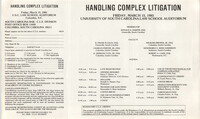 Handling Complex Litigation, Continuing Legal Education Seminar Pamphlet, March 15, 1985