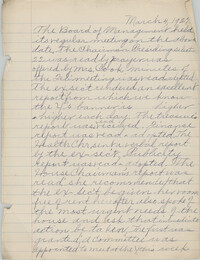 Minutes to the Board of Management, Coming Street Y.W.C.A., March 4, 1927