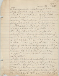 Minutes to the Board of Management, Coming Street Y.W.C.A., January 27, 1928