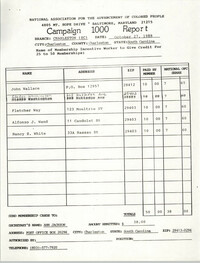 Campaign 1000 Report,  Charleston Branch of the NAACP, October 27, 1988
