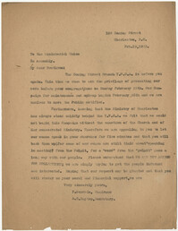 Letter from Felicia Goodwin and Ada C. Baytop to the Ministerial Union, February 19, 1923