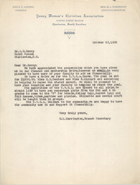 Letter from M. L. Harrington to J. C. Berry, October 20, 1938