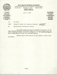 Memorandum, Nelson B. Rivers III, April 9, 1986