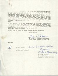 Response from Reuban M. Greenburg, Letter from William A. Glover to Friend, May 6, 1987