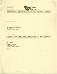 Letter from Kenneth R. Ford to Dwight Cedric James, August 30, 1991