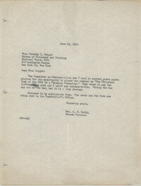 Letter from Anna D. Kelly to Dorothy I. Height, June 19, 1963
