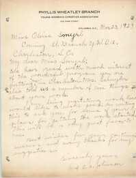 Letter from C. A. Johnson to Eloise Smyrl, March 23, 1929