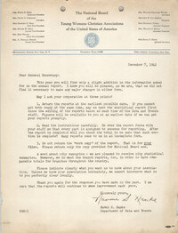 Letter from Naomi S. Hanks to General Secretary of the National Board of Y.W.C.A., December 7, 1942