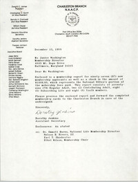 Letter from Dorothy Jenkins to Janice Washington, NAACP, December 15, 1989