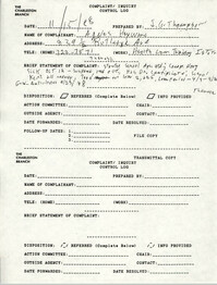 Complaint Form, Charleston Branch of the NAACP, November 15, 1988
