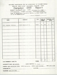 Campaign 1000 Report, Jessie Maxwell, Charleston Branch of the NAACP, November 13, 1988