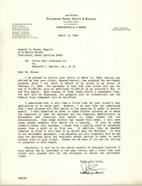 Letter from Raymond S. Baumil to Russell Brown, March 15, 1984